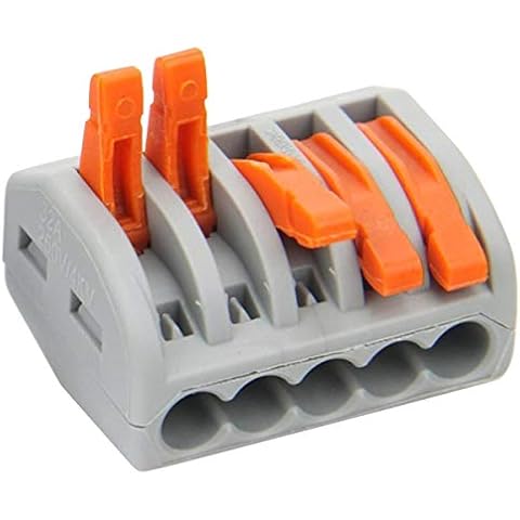 Lever Wire Connectors Compact Splicing Wire Connectors Fast Connection Terminal Electrical Connectors 5 Conductor for Quick Connect 28-12 AWG (40 Pack) Cover