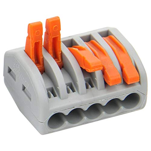Lever Wire Connectors Nuts Compact Splicing Wire Connectors Fast Connection Terminal Electrical Connectors 5 Conductor For Quick Connect 28-12 Awg (40 Pack) #TOP1