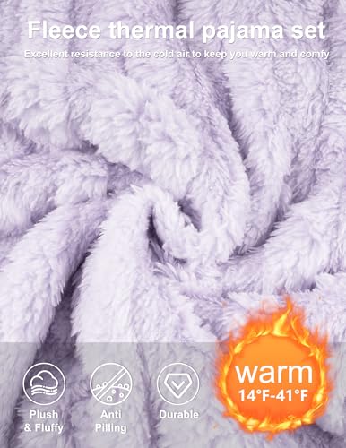 Pajamas Sets for Women Soft Comfy Fluffy Pajama Fleece Pullover Ribbed Pjs Warm Plush Lounge Sleepwear4