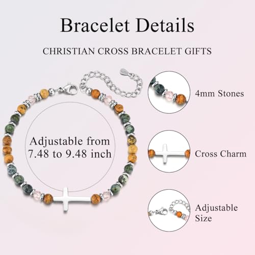 Cross Bracelet for Women Girls, Christian Gifts for Women Friends Sister in Christ Daughter Niece Granddaughter on Birthday Christmas Confirmation Baptism First Communion Easter Graduation Day4
