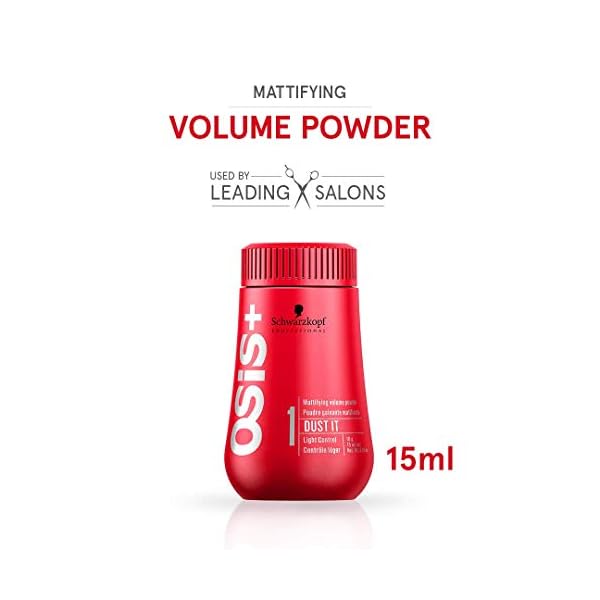 OSiS+ Dust It – Mattifying Volume Powder – long-lasting Hold, Strong Control and Separation – Matte Effect Texturizer Product for Wild Hair Styling and Volumizing, 0.35 oz
