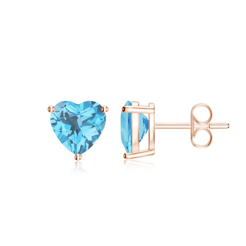 Image of Goldhartz Sterling Silver Genuine, Created or Simulated Birthstone Gemstone 7mm Heart Stud Earrings