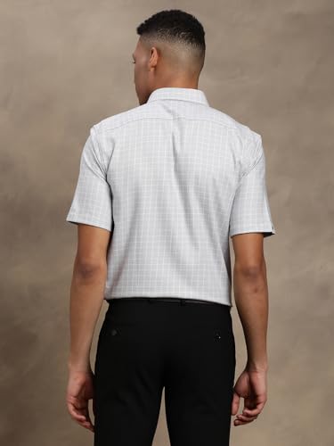 Image of Turtle Men Regular Fit Checkered 100% Cotton Grey Formal Shirt||Men's Formal Shirt||Men's Shirt
