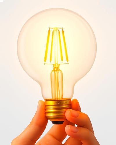 Image of Homesake Base E27 Round Edison Tungsten Filament Vintage Glass Pear Incandescent Light Bulb (Yellow)