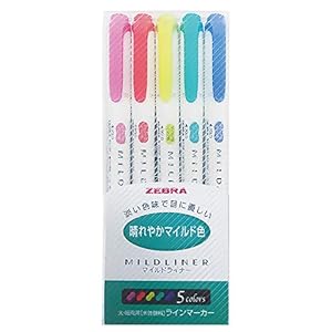 ZEBRA Markeerstift Mildliner, 5 heldere kleuren set (WKT7-5C-HC)