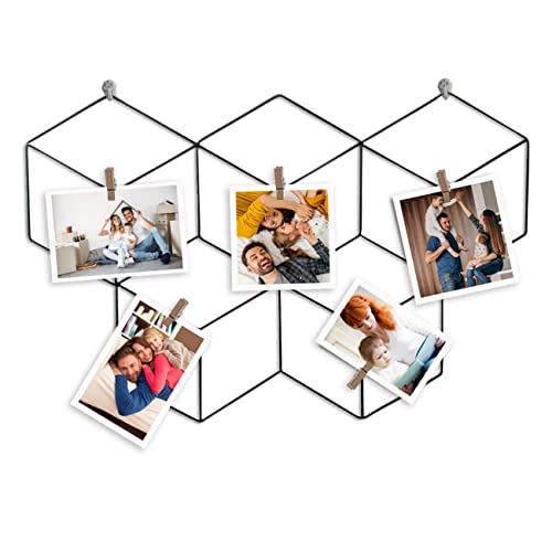 Image of Art Street Butterfly Shape DIY Metal Photo grid wall for photo hanging, wall decoration and display (size- 17 x 25 Inches) -Photo clips included