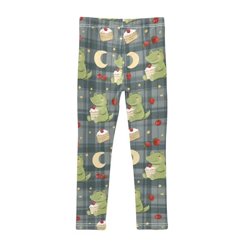 Cute Crocodile Strawberry Cake Girls Leggings Ultra Soft Compression Yoga Gym Pants for Kids 4-10T2