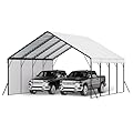 VEVOR Heavy Duty Metal Carport, 20 x 20 ft Outdoor Carport with Sturdy Frame & Roof, Car Garage Shade with Removable Sidewalls, Multi-Use Car Shelter for Pickup, Boat, Trucks & Tractors
