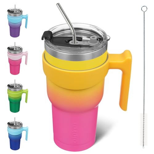 Image of BJPKPK 30 oz Tumbler with Handle & Straw, Insulated Stainless Steel Mug