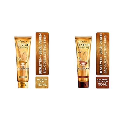 L'Oréal Paris Elseve Mucizevi Yağ Saç Güzelleştirici Krem (150 ml) - Her Saç Tipi İçin + L'Oréal Paris Elseve Mucizevi Yağ Saç Güzelleştirici Krem (150 ml) - Kuru ve Sert Saçlar İçin