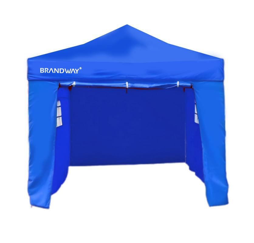 Brandway 10x10 Ft Portable Gazebo Canopy Tent - Foldable Pop-up Outdoor Shelter with 3 Windows, Gate, and 4-Side Fully Covered Design in Blue (10x10 ft, Blue)-image-47