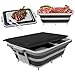 ANJUKE 4-in-1 BBQ Prep Tub with Lid (2Gal/8L), Collabsible BBQ Prep and Serving Tray for Grill, Marinating, Cold Drinks, Built-in Portable Cutting Board for Camping, Picnic, Barbecue(Black&Grey)