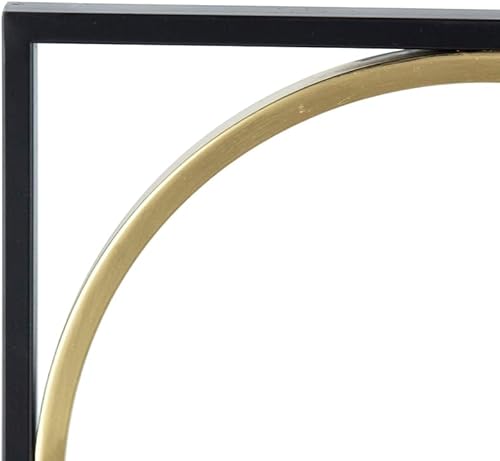 Miniatura 8 de Espejo de pared negro con cuentas de metal ecléctico de 35.6 pulgadas con diseño contemporáneo para dormitorio, sala de reuniones y entrada