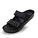 FUNKYMONKEY Women's Comfort Slides Double Buckle Adjustable EVA Flat Sandals (8 M US-Women, Black)