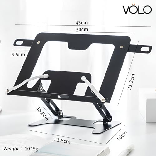 Image of Volo Book Stand Holder - Portable Metal Desktop Adjustable Foldable Cookbook Holder,Recipe Book Holder,Textbook Stand,Music Stand,Book Stands & Holders for Reading (Black (Heavy Duty))