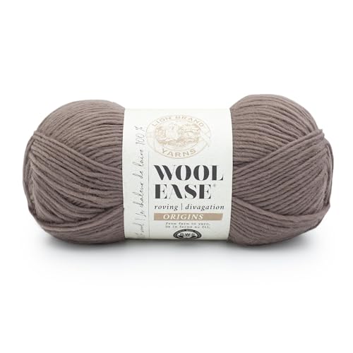 Image of Lion Brand Yarn, Wool-Ease Roving Origins Yarn, Mushroom, Brown, 1 Pack | Worsted Weight 100% Wool Crochet & Knit Fiber for Heirloom Projects, Cabled Scarves, Sweaters, Warm Hats