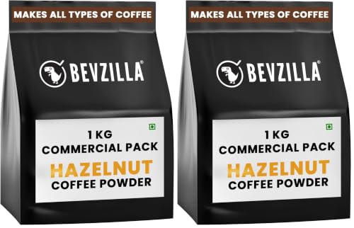Image of Bevzilla Hazelnut Flavoured Instant Coffee Powder | 1kg Bag | Bold Flavor & Rich Aroma | Perfect for Espresso, Cappuccino & Black Coffee | Ideal for Hotels, Restaurants & Cafes (HoReCa) (Pack of 2)