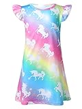 YOOJIA Mädchen Nachthemden Meerjungfrau Kurzarm Kleid Prinzessin Nachthemd Nachtwäsche Nachtkleid Kinder Nightdress Sleepwear Colorful B 128-134