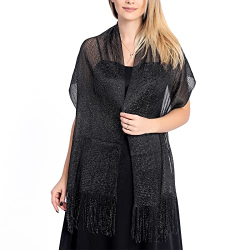 Ralcosuss Women’s Metallic Shawl Wrap Scarf for Evening Party Dresses, Wedding Bridal Long Large Scarves Shoulder Cover Up3