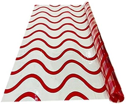 3A Featuretail 2o In x 26 In Wave Design Transparent Cellophane Sheets For Gift Wrap, Baskets Hampers, Flowers (25 Micron, Pack of 25) (Red)