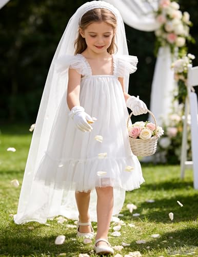 Image of Arshiner Toddler Tulle Dress for Girls Layered Tutu Ruffle Dresses Swing Twirly Fairy Summer Birthday Party Wedding Sundress