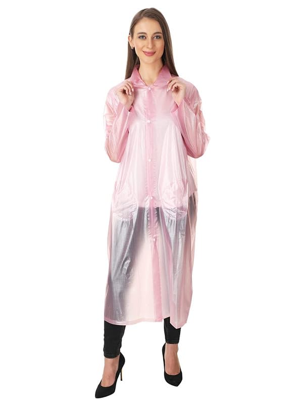 W+ Fancy Pink Women's Raincoat with Cap (Medium) 3