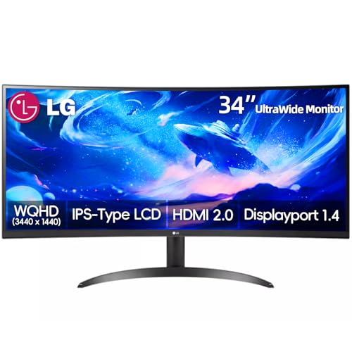 Image of LG 34 Inch Curved UltraWide Monitor, IPS Display, QHD(3440x1440), Dynamic Action Sync, HDR10, sRGB 99%, OnScreen Control, Dual Controller, Multitasking and Content Creation, DisplayPort & HDMI, Tilt