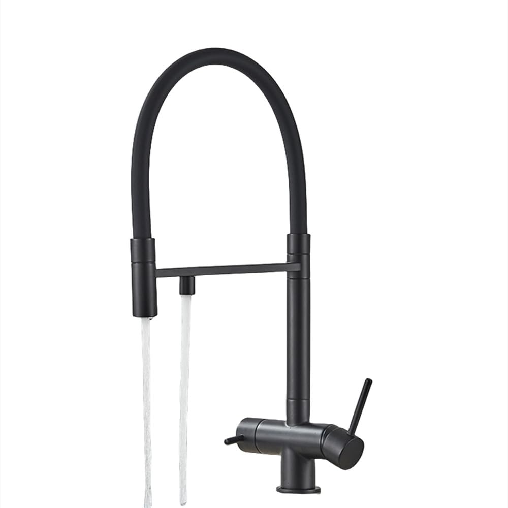 ZQFHSX Matte Black Kitchen Faucet with Water Filter Grey Filtered Mixer Tap for Purification & Drinking Stylish Modern Design Home