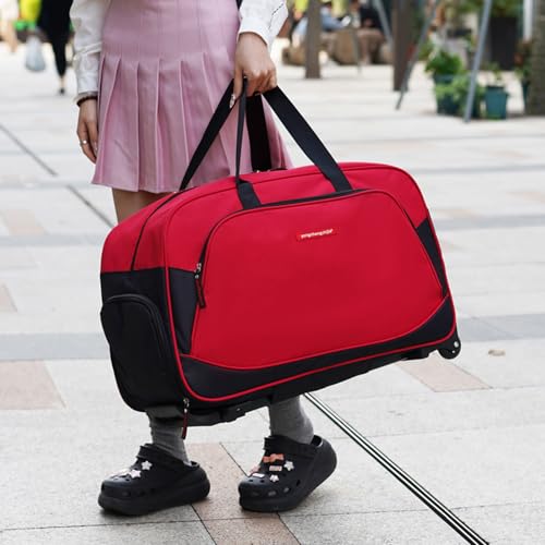 Duffel Bags with Wheels Travel Duffle Bag Wheels Duffle Bag for Foldable Travel Bag with Wheels,Red2