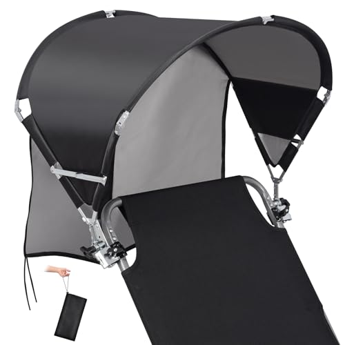 Universal Wind-Resistant Chair Umbrella Canopy Foldable Portable UPF 50+ Sun Shade Attachment with Adjustable Clamp Fits Most Beach Camping Lawn Sports Tanning Zero Gravity Chairs Patented