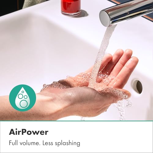 hansgrohe Zesis S - Waschtischarmatur mit Push-Open Ablauf, energiesparend (CoolStart), Wasserhahn Bad mit Auslaufhöhe 74 mm, Mischbatterie Waschbecken wassersparend (EcoSmart+), Chrom, 74715000