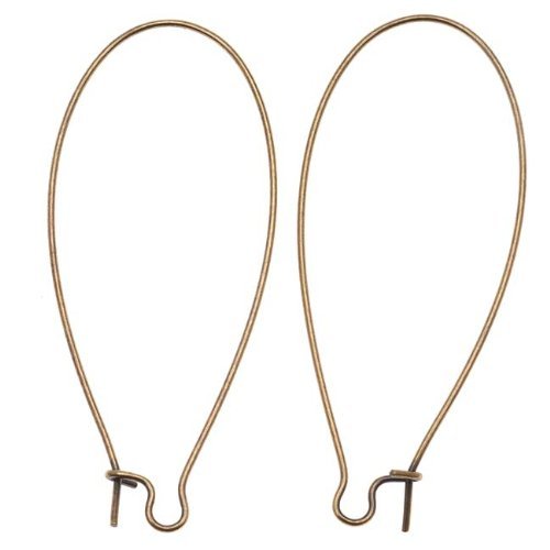 Antiqued Brass Earring Hooks Kidney Wires 47mm (10 Pairs)