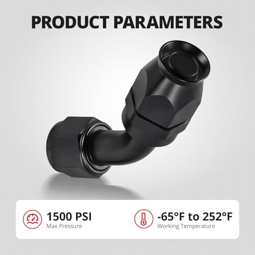 Image of EVIL ENERGY 12AN PTFE Hose End Fitting 45 Degree Black for PTFE Hose Only 4PCS