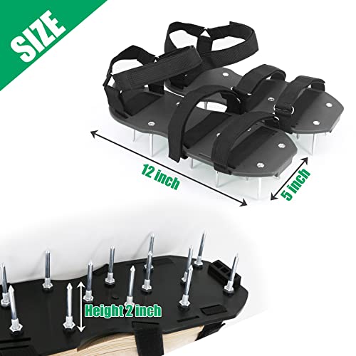 HSLighting Rasenlüfter Schuhe, Nagelschuhe Vertikutierer Ausgleichsmasse mit Doppelter Strap-On-RIST Aerifizierer für Rasen mit Vormontiert, Rasenbelüfter Handvertikutierer für Garten Rasen