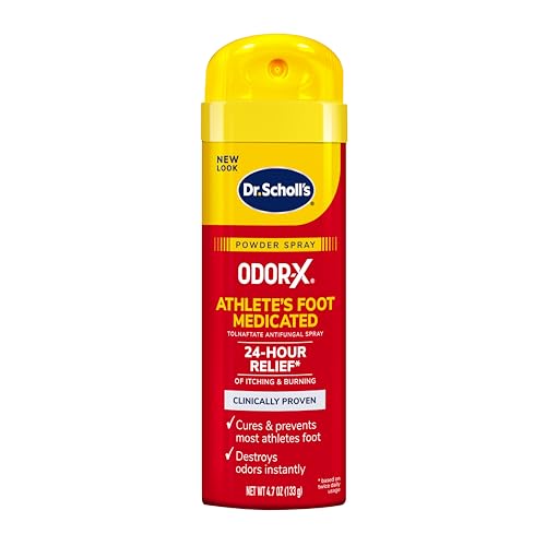 Dr. Scholl's ODOR-X ATHLETE'S FOOT MEDICATED POWDER SPRAY, 4.7 oz // 24-Hour Relief of Itching & Burning, Clinically Proven, Cures & Prevents Most Athlete's Foot, Destroys Odors Instantly