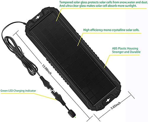 Sunway Solar Solar Panel Car Battery Trickle Charger & Maintainer 5W 12V Solar Power Charger kit Waterproof for Car Automotive RV Marine Boat Truck Motorcycle Trailer Tractor Powersports Snowmobiles by Sunway Solar - Image 2