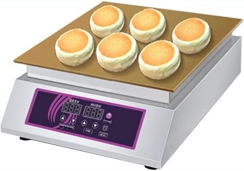 1300W/2600W Commercial Non-Stick Pancake Souffle Maker, Electric Muffin Machine, Stainless Steel, Ideal for Home, Kitchen, Cafe, Bar, Restaurant - 60-240℃ Temperature Control