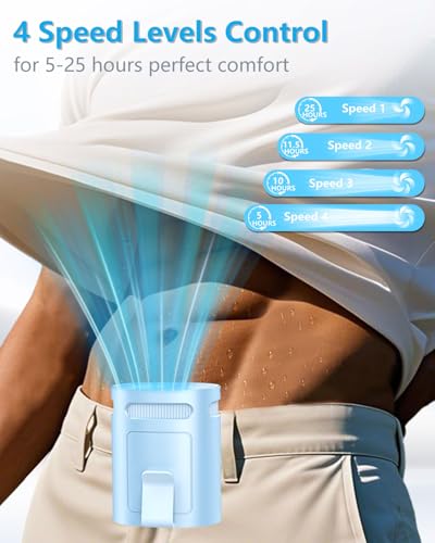 Portable Waist Clip Fan-Mini Lightweight Noiseless Cool Clip Fan Under Shirt Belt Pants Clothes Hard Hat Hip Back Pocket,Individual Menopause Neckband Lanyard Cooler Ac for Adult Children Gifts Blue