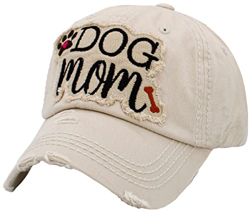 Image of KBETHOS Dog Cat Mom Dad Theme Womens Baseball Cap Distressed Vintage Unconstructed Embroidered Patch Hat