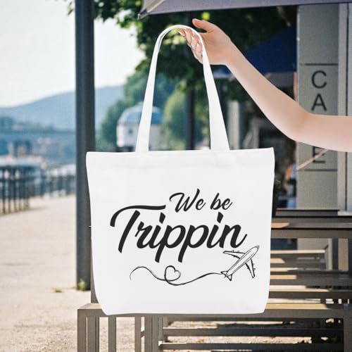 Beach Travel Gifts Canvas Tote Bag, Reusable Grocery Shopping Bag Summer Beach Gifts for Women Girls Girls Trips4