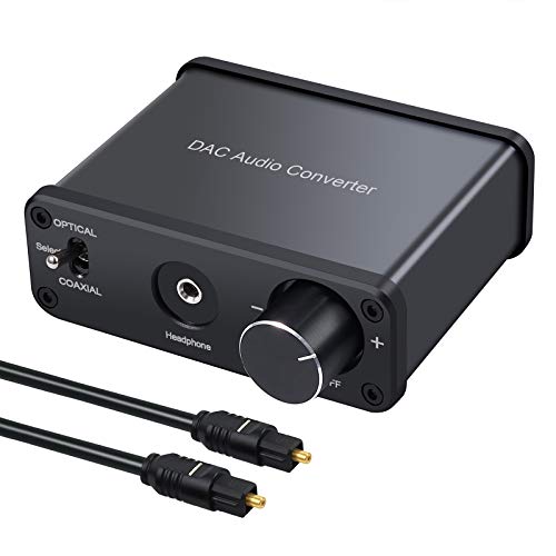 VinTeam 192kHz DAC Converter Digital to Analog Audio Converter with Headphone Amplifier Digital Toslink Coaxial to Analog Stereo Audio RCA 3.5mm R/L Support Volume Adjustment