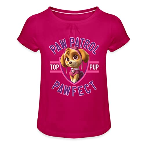 Spreadshirt® Paw Patrol La Pat' Patrouille Stella PAWfect T-Shirt À Fronces Fille, 8 Ans, Fuchsia