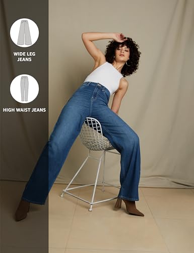Image of Amazon Brand - Symbol Women Baggy Wide Leg Jeans (High Rise | Full Length) (Available in Plus Sizes)