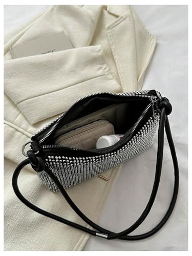 Verdusa Women's Hobo Evening Shoulder Bag Elegant PU Leather Handbag Purse with Zipper Silver One Size3