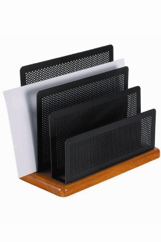 Rolodex Punched Metal and Wood Mini Desk Sorter, Black and Cherry (Q22731)
