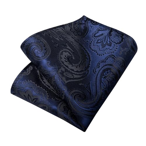 Image of DiBanGu Mens Paisley Tie Set Silk Woven Jacquard Necktie and Pocket Square Cufflinks Gift Set for Wedding Bussiness