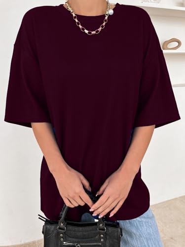 Image of Zilcon Women's Waffle Wool Knit Tops Dressy Business Casual T-Shirt Half Long Sleeve Fall Winter Summer Work Tops