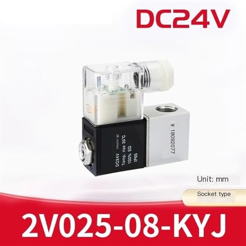 Électrovanne pneumatique 24V 2V025-08 normalement fermée pour air et eau
