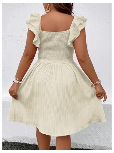 Image of Floerns Women's Plus Size Wrap Front Sweetheart Neck Ruffle Cap Sleeve A Line Dress