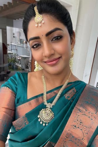 Image of C J Enterprise Women's Banarasi Saree Pure Kanjivaram Style Silk Saree With Blouse Piece for Wedding (Shiv-1)